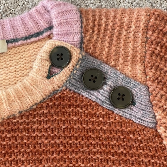 Madewell Space-Dyed Button Shoulder Crew Neck Knit Sweater, Multicolored, Small - Picture 14 of 16